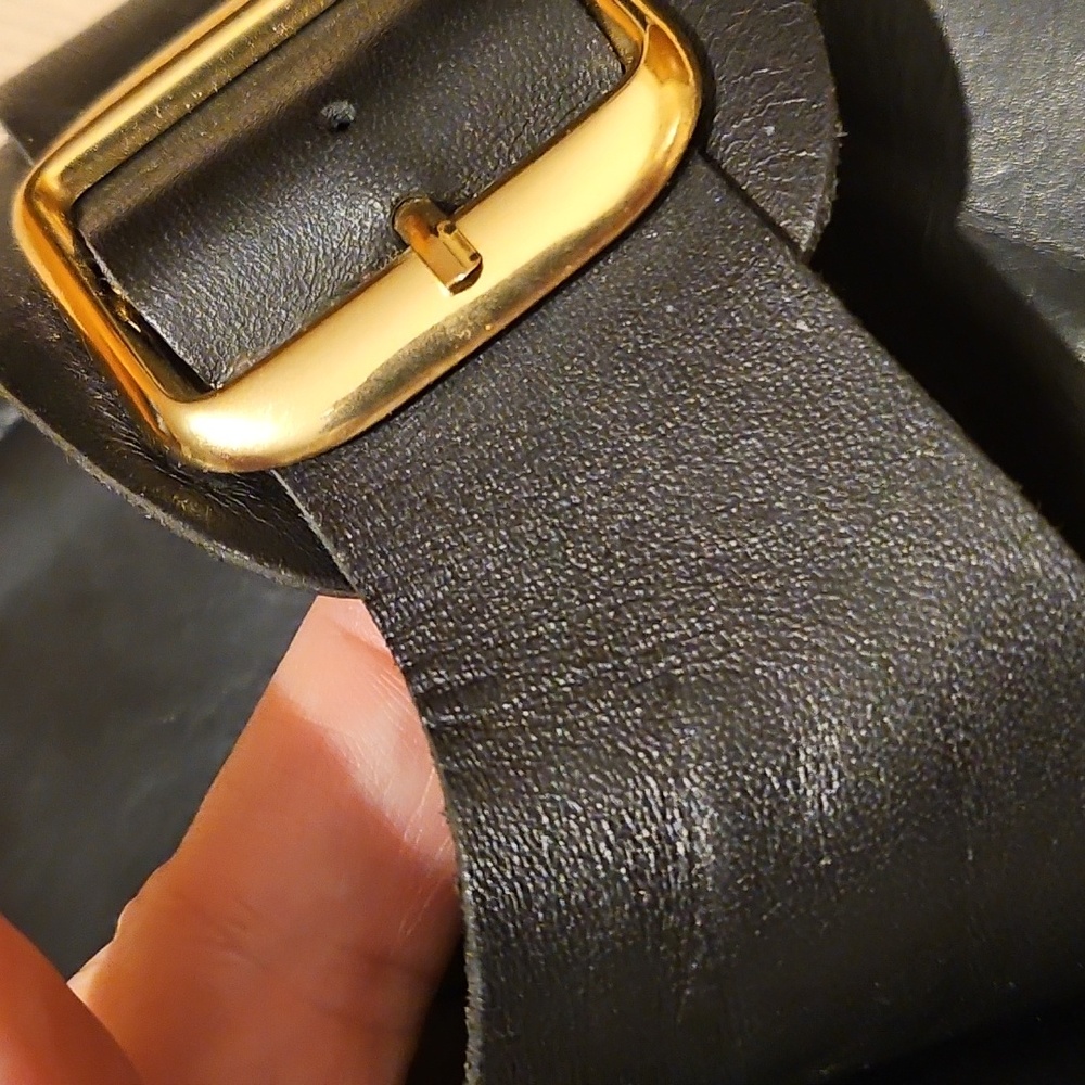 Stockholm Design Group Genuine Leather Black Big Buckle Cork Bed Sandals Size 39 - Picture 4 of 14